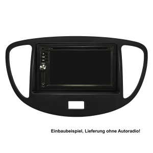 Double DIN Radio Bezel Set compatible with Hyundai i10 2008-2013 black with installation kit