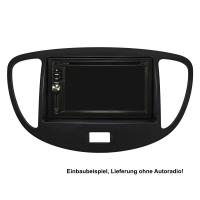 Double DIN Radio Bezel Set compatible with Hyundai i10 2008-2013 black with installation kit