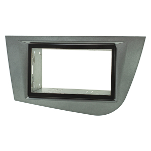 Double DIN radio bezel set compatible with Seat Leon 2 (1P) My.2005-2012 grey metallic with installation kit