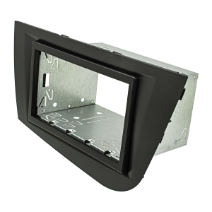Double DIN radio bezel set compatible with Seat Leon 2 (1P) My.2005-2012 black with installation kit