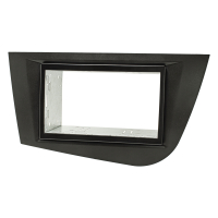 Double DIN radio bezel set compatible with Seat Leon 2 (1P) My.2005-2012 black with installation kit