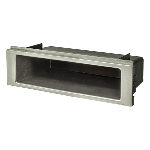 Storage tray plastic with support edge height 50mm, silver matt