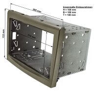 Double DIN radio bezel compatible with Porsche 911 (Type 997), Boxster (Type 987), Cayman (Type 987) in dark silver