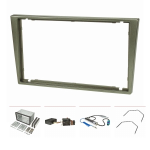 Double DIN Radio Bezel Set compatible with Opel Corsa Combo Omega Vectra Meriva charcoal metallic Installation Kit Can-Bus Quadlock ISO Fakra Antenna Adapter DIN Release