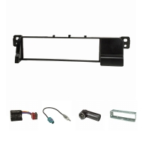 Radio bezel set compatible with BMW 3 Series E46 with quadlock adapter ISO (new connection) Fakra antenna adapter ISO installation slot