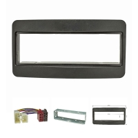 Radio bezel set compatible with Toyota Avensis Celica MR2 RAV4 Previa black with radio adapter ISO installation slot
