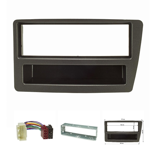 Radioblende Set kompatibel mit Honda Civic Bj.2001-2006 automatische Klimaanlage anthrazit mit Radioadapter ISO Einbauschacht