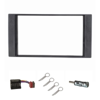 Double DIN Radio Bezel Set compatible with Ford Focus 2 Fiesta C-Max S-Max Galaxy Mondeo Kuga Transit black Quadlock Adapter ISO Antenna Adapter Release Bracket