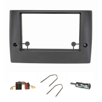 Double DIN radio cover set compatible with Fiat Stilo Bj.2001-2008 anthracite-black with radio adapter ISO antenna adapter ISO DIN release bracket