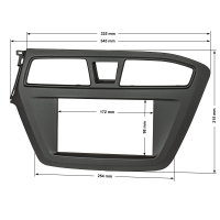 Double DIN Radio Bezel compatible with Hyundai i20 from 2014 black