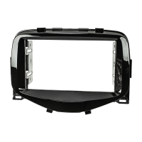 Double DIN Radio Bezel compatible with Toyota Aygo Citroen C1 Peugeot 108 from 2014 Piano black lacquer