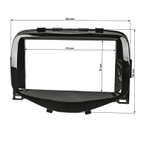 Double DIN Radio Bezel compatible with Toyota Aygo Citroen C1 Peugeot 108 from 2014 Piano black lacquer