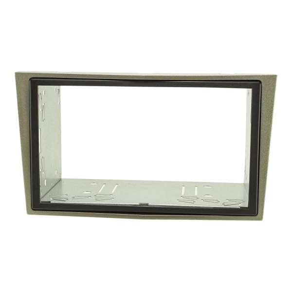 Double DIN Radio Bezel Set compatible with Opel Antara Astra H Zafira B Corsa D Tigra middle silver with installation kit