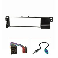 Radio panel set compatible with BMW 3 Series E46 ISO adapter cable, old round pin connection, antenna adapter, Fakra DIN