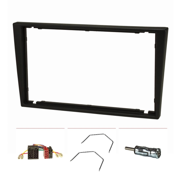Double DIN Radio Bezel Set compatible with Opel Corsa C Combo Omega B Vectra C Meriva black with Radio Adapter ISO Antenna Adapter ISO DIN Release Bracket