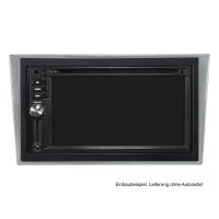 Double DIN radio bezel set compatible with Opel Corsa C Combo Omega B Vectra C Meriva charcoal metallic with radio adapter ISO antenna adapter ISO DIN release bracket
