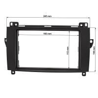 Double DIN radio cover set compatible with Mercedes A W169 B W245 Sprinter W906 Vito Viano W639 black with quadlock adapter ISO antenna adapter ISO DIN