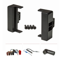Radio trim set compatible with Audi A4 B5 8D black with active system adapter ISO antenna adapter phantom feed DIN ISO