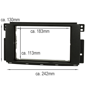 Double DIN radio cover set compatible with Smart fortwo 451 forfour 454 black with radio adapter ISO antenna adapter ISO DIN