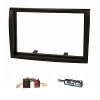 Double DIN Radio Bezel Set compatible with Citroen Jumper Relay black with radio adapter ISO antenna adapter ISO DIN