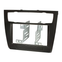Double DIN radio bezel compatible with BMW 1 series E81 E82 E87 E88 with automatic climate control from 2007-2011 black