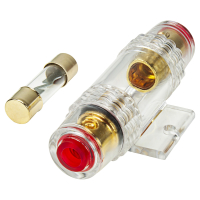 AGU Sicherungshalter transparent Kabel bis 25qmm, vergoldet, 20A Sicherung