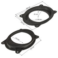 SOLID speaker rings adapter brackets compatible with Subaru Forester from 2013 front door for 165mm DIN speakers