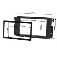 Double DIN radio bezel set compatible with Smart fortwo 451 forfour 454 black with installation kit