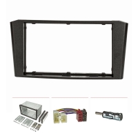 Double DIN Radio Bezel Set compatible with Toyota Avensis T25 My.2003-2008 with Installation Kit Radioadater ISO Antenna Adapter ISO DIN