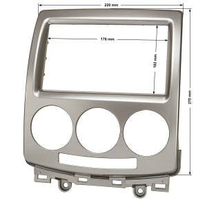 Double DIN Radio Bezel compatible with Mazda 5 (CR) 2005-2010 silver
