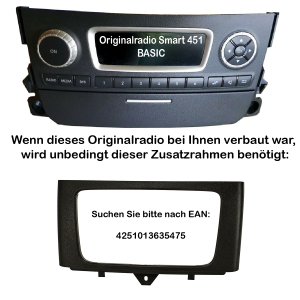 Radio bezel compatible with Smart fortwo 451 facelift from 10/2010 black
