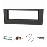 Radio cover set compatible with Fiat Grande Punto Typ Bj.199 2005-2009 black with metal slot radio adapter ISO antenna adapter ISO DIN release bracket