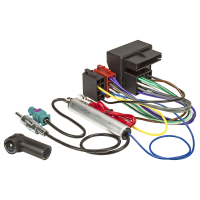 Radio Adapter Kabel kompatibel mit Audi Skoda Seat VW Quadlock auf ISO + Antennenadapter mit Phantomeinspeisung Fakra auf DIN oder ISO