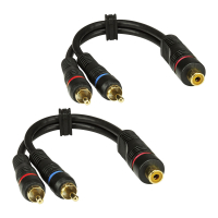 RCA cable Y-adapter (set of 2) black 0.2m 1x RCA jack to 2x RCA plug