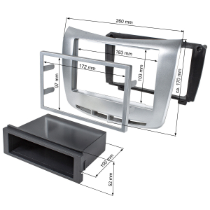 Double DIN 1DIN radio bezel compatible with Lancia Delta from 2008 silver