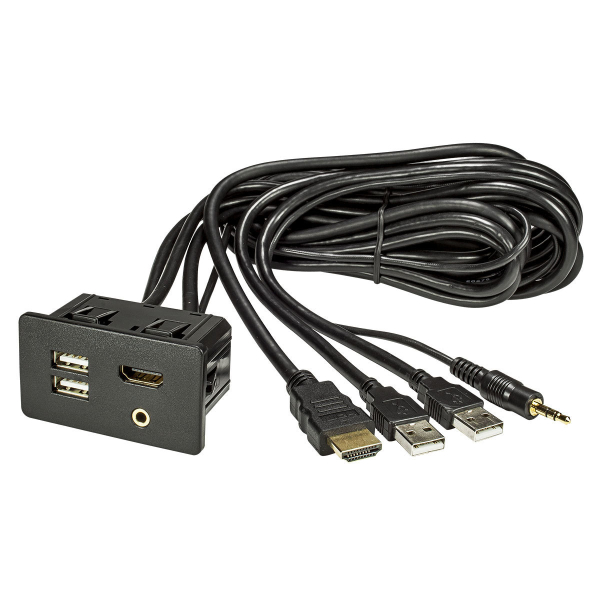 USB 2.0 Typ A + HDMI + AUX Einbaubuchse Steckdose Einbau mit 180cm Ka