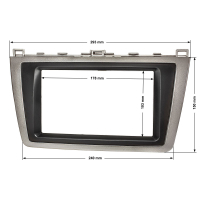 Double DIN Radio Bezel compatible with Mazda 6 GH 2008-2012 silver/black