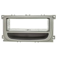 Radio cover metal slot compatible with Ford Focus 2 Mondeo S-Max C-Max Galaxy Kuga silver with storage compartment