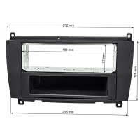 Radio bezel metal shaft compatible with Mercedes CLK W209 facelift 2004-2010 black