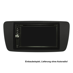 Double DIN radio bezel set compatible with Seat Ibiza 6J My.2008-2013 anthracite black with installation kit