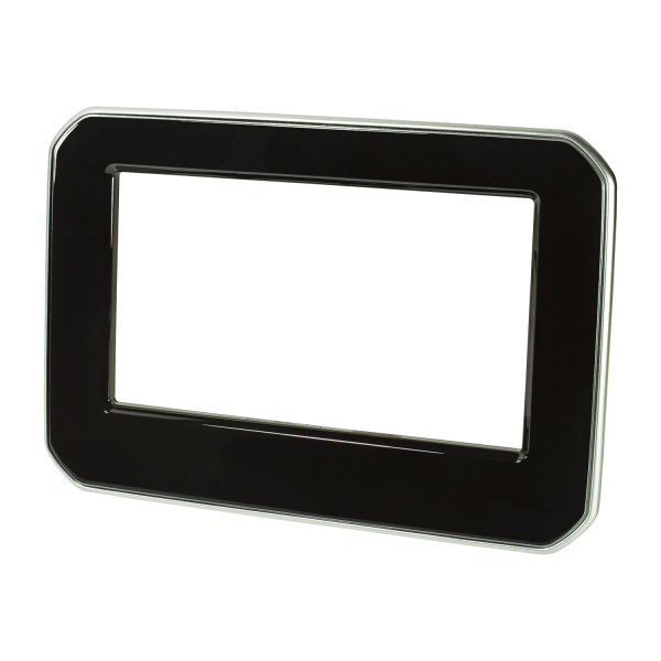 Double DIN Radio Bezel Set compatible with Suzuki Ignis from 2017 Piano black lacquer with silver rim