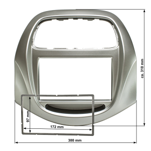 Doppel DIN Radioblende kompatibel mit Chevrolet Spark Beat Matiz ab 2015 grau metallic silber