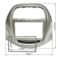 Doppel DIN Radioblende kompatibel mit Chevrolet Spark Beat Matiz ab 2015 grau metallic silber