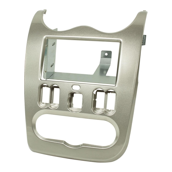 Double DIN Radio Bezel compatible with Dacia Duster Logan Sandero from 2010-2012 light silver