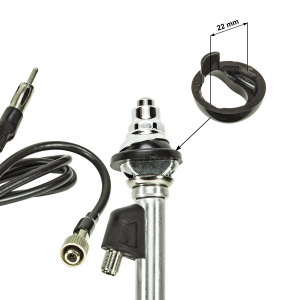 Universal motor antenna FM AM connection DIN plug (M) chromed telescopes 5 parts compatible with e.g. Mercedes Opel BMW