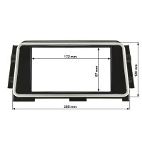 Double DIN radio bezel compatible with Nissan Micra K14 from 2017 Piano black with silver