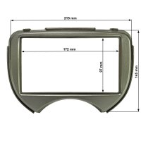 Doppel DIN Radioblende kompatibel mit Nissan Micra K13 2011-2013 silber