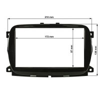 Double DIN radio bezel compatible with Fiat 500 from 2016 onwards 500 Abarth with Uconnect 7-inch radio Piano black finish