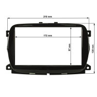 Double DIN radio bezel compatible with Fiat 500 from 2016 500 Abarth with radio Uconnect 7 inch piano lacquer black