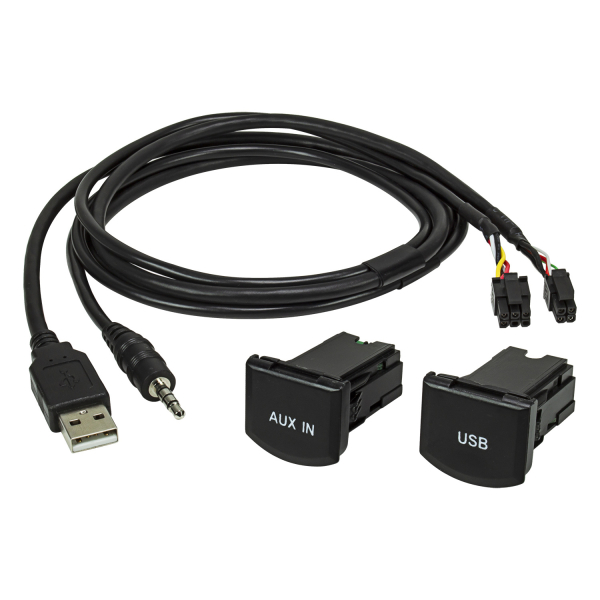 USB 2.0 Typ A + AUX Einbaubuchse Steckdose Einbau mit 100cm Kabel